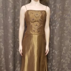 Beautiful beaded brown topaz colored gown